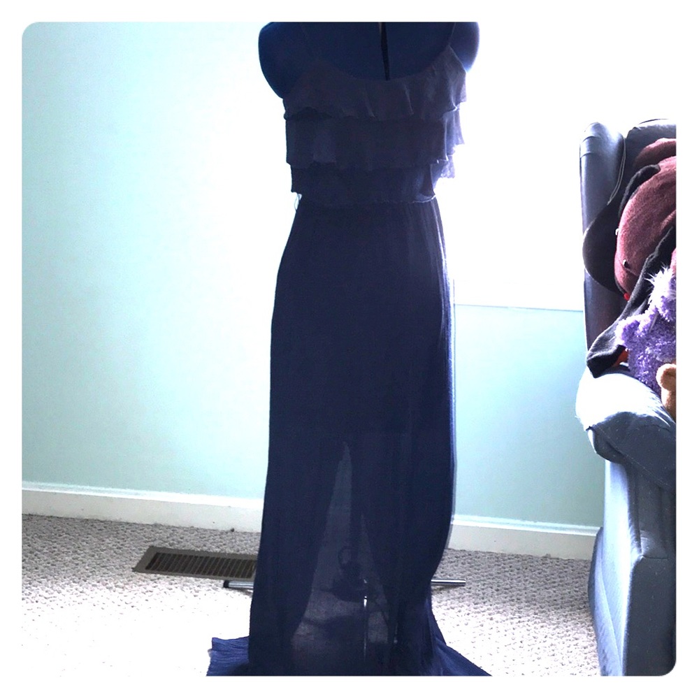 Floor length navy blue dress
